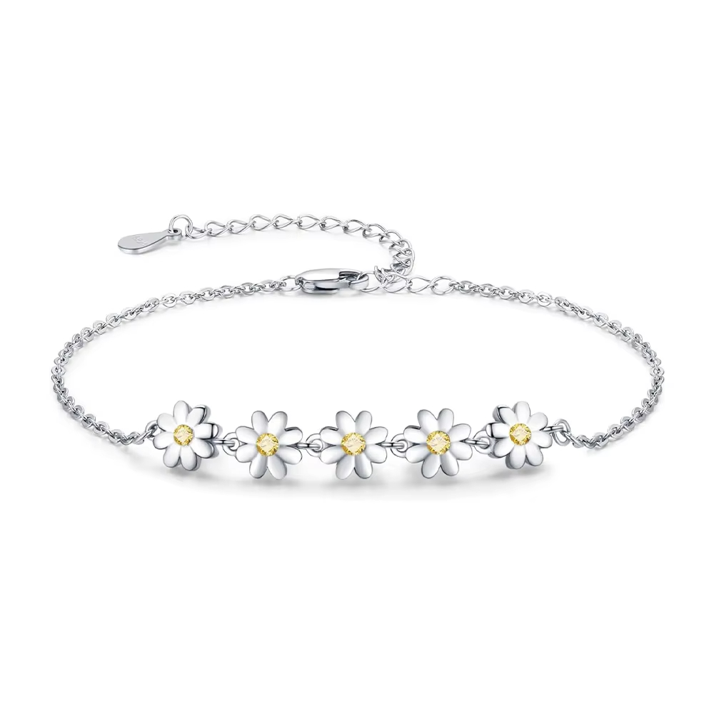 Stříbrný náramek Sedmikráska